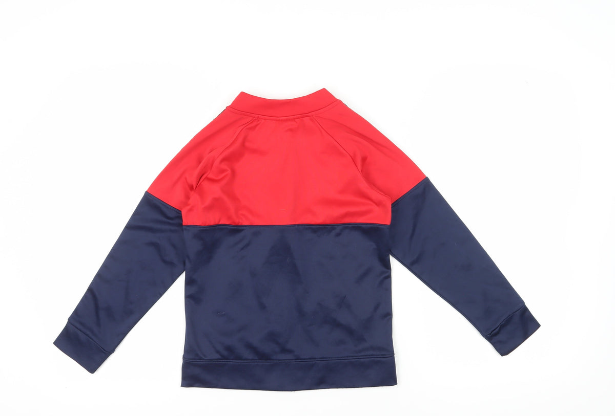 Back view of Reebok boys’ red and blue full zip sweatshirt, size 8