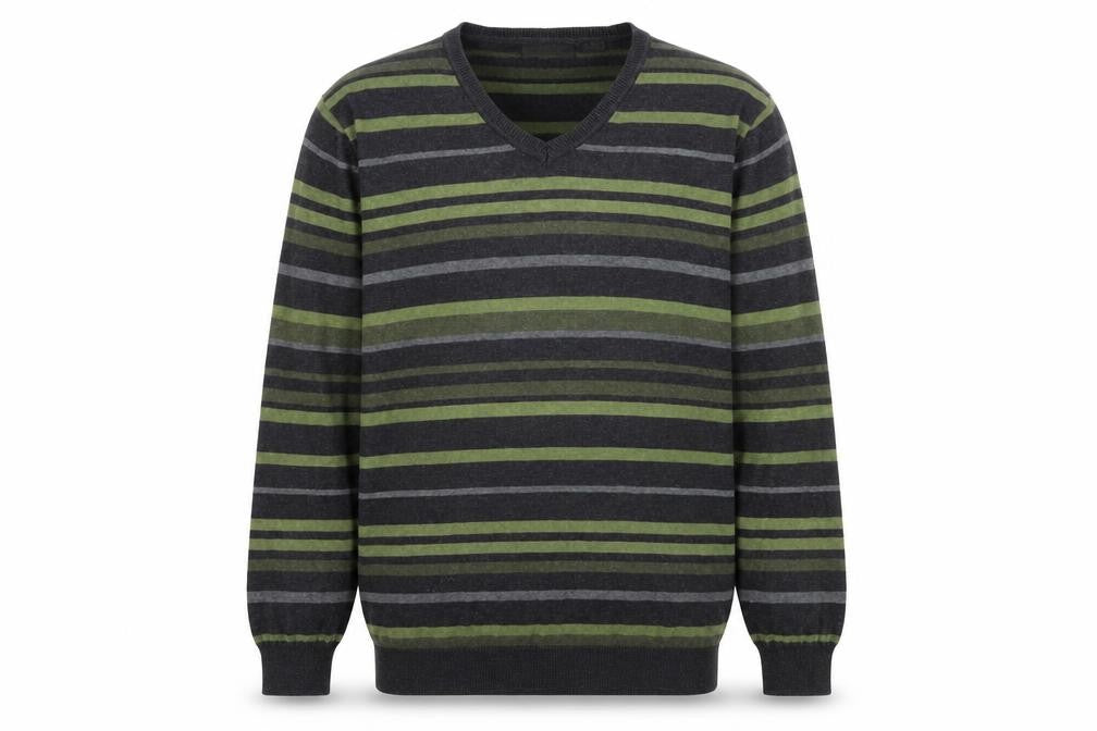 Claiborne Men's Green Striped Pullover Jumper L