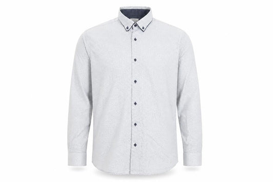 Next Men’s White Long Sleeve Geometric Shirt - Large