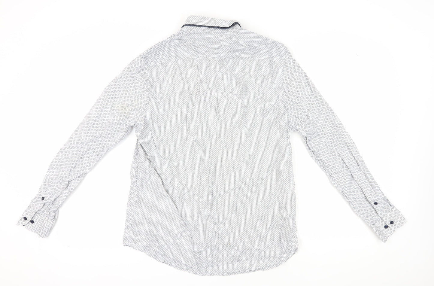 Next Men’s White Long Sleeve Geometric Shirt - Large