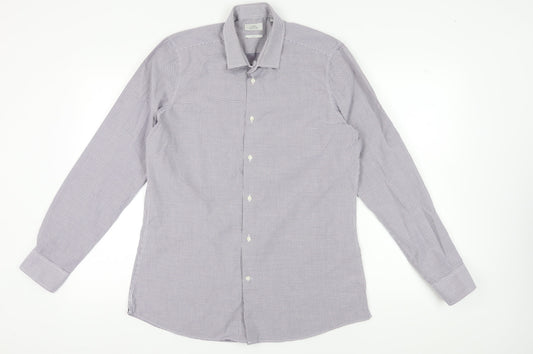 Next Men's Purple Check Dress Shirt 16.5 Collar