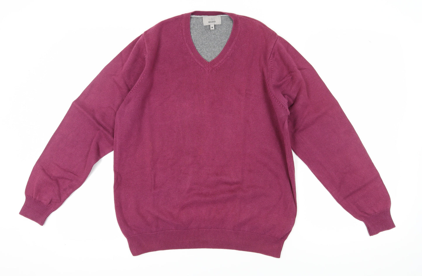 Marks and Spencer Men's Purple M Cotton Pullover Jumper