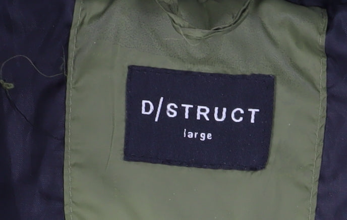 D/Struct Men's Green Puffer Jacket, L, Hooded & Lightweight