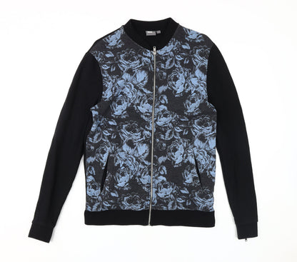 Additional front view of ASOS Men's Black Floral Bomber Jacket, size S