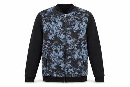 Front view of ASOS Men's Black Floral Bomber Jacket, size S
