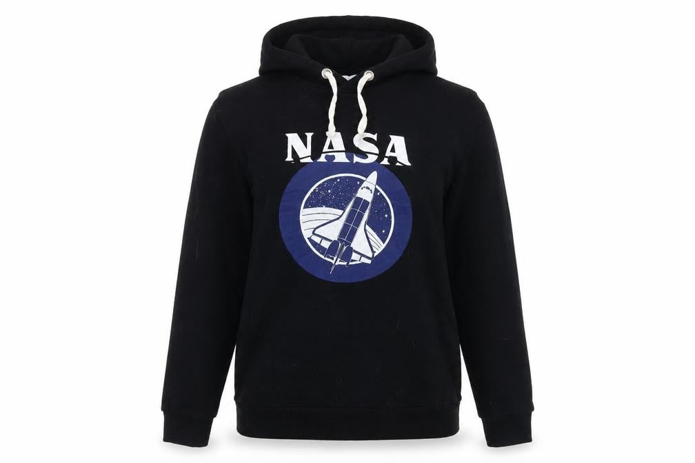 NASA Black Unisex Hoodie, Size 10, Logo Pullover