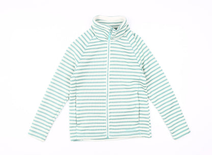 Additional front view of Craghoppers girls’ green striped full zip sweatshirt 10-11 years
