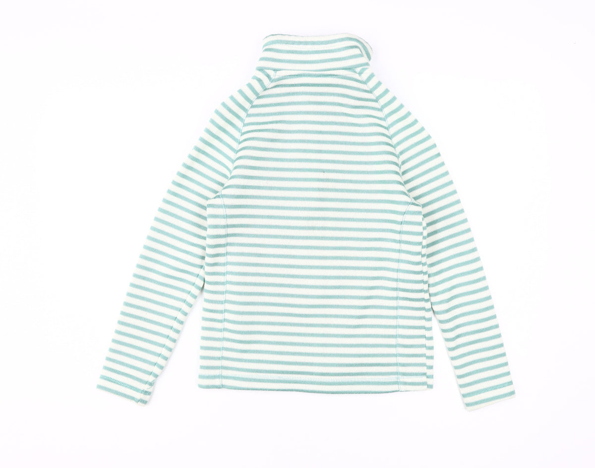 Back view of Craghoppers girls’ green striped full zip sweatshirt 10-11 years