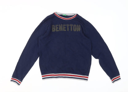 Additional front view of United Colors of Benetton Blue boys’ 2xl pullover sweatshirt