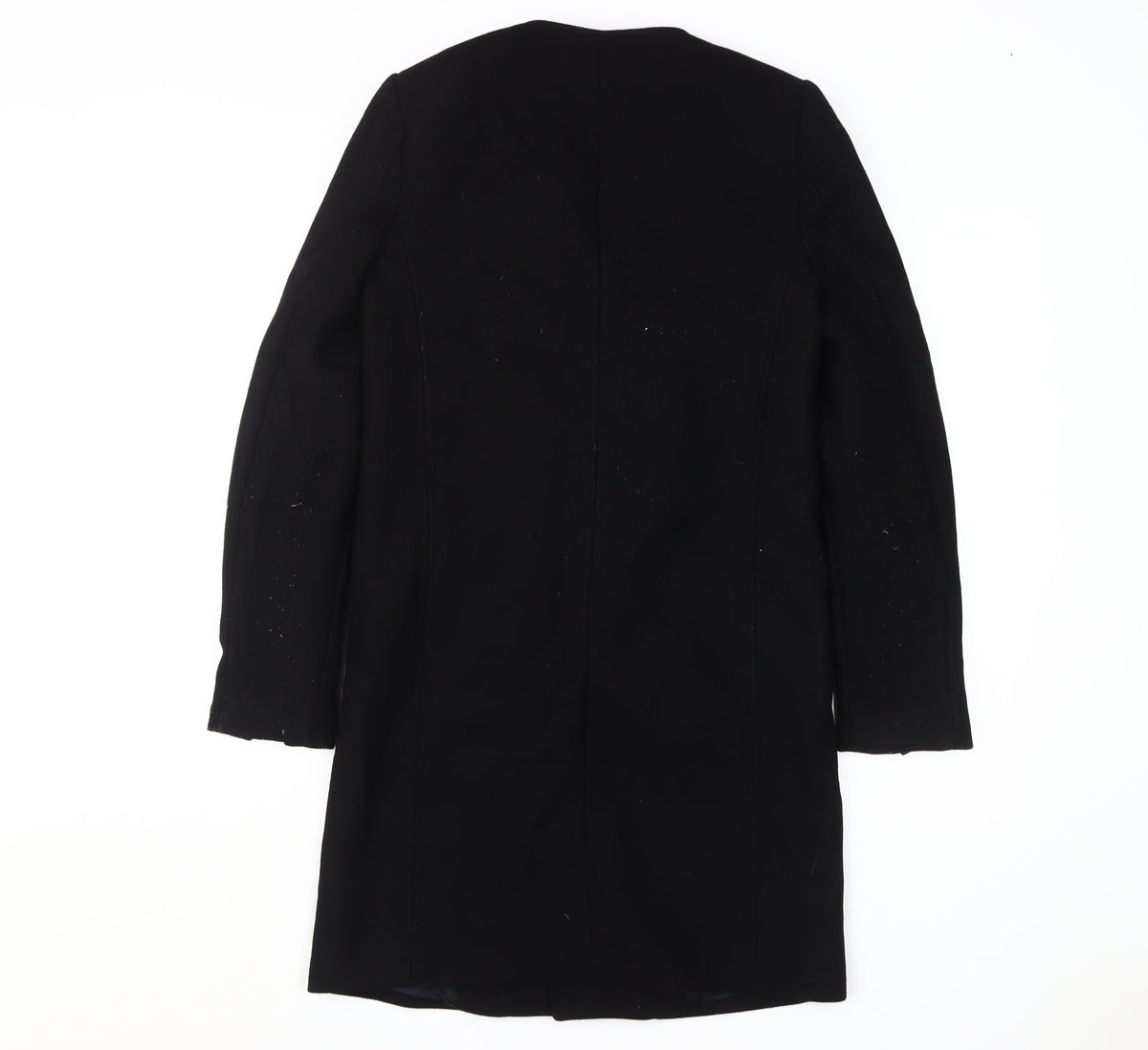 Back view of Zara Woman Black Motorcycle Coat XS Slim Fit