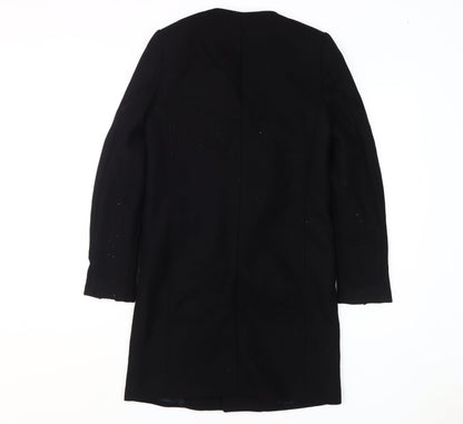 Back view of Zara Woman Black Motorcycle Coat XS Slim Fit