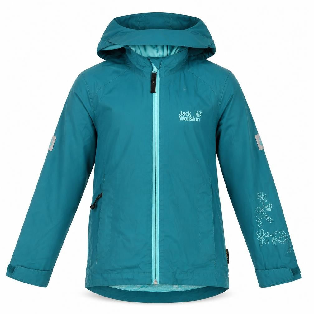 Jack Wolfskin Girls Green Mid-Length Rain Coat - M