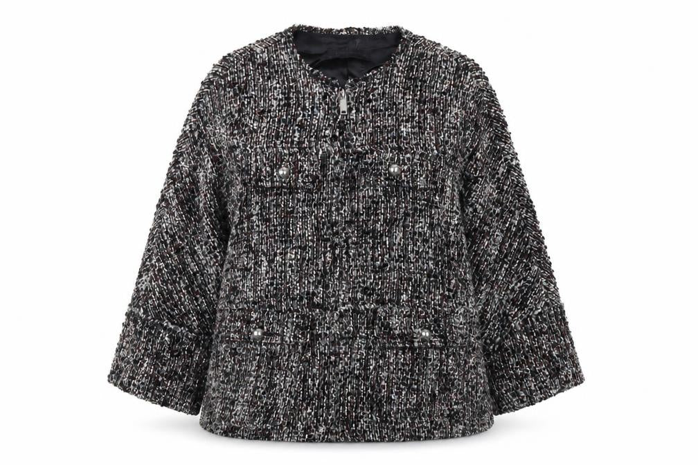 Zara Woman Black Mid-Length Jacket, Size M, Acrylic Wool Blend