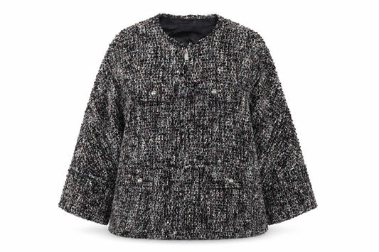Front view of Zara Woman Black Mid-Length Jacket, size M, Acrylic Wool Blend