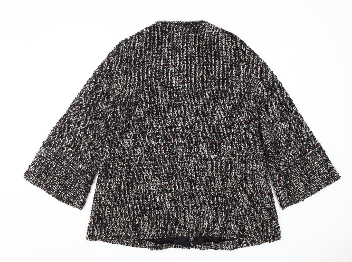 Zara Woman Black Mid-Length Jacket, Size M, Acrylic Wool Blend