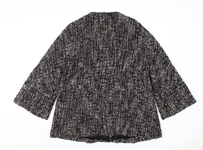 Back view of Zara Woman Black Mid-Length Jacket, size M, Acrylic Wool Blend