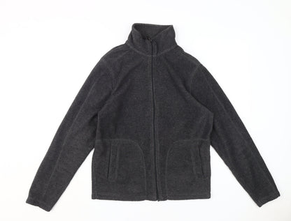 Additional front view of Canda Men's Grey Fleece Jacket, size S, Full Zip