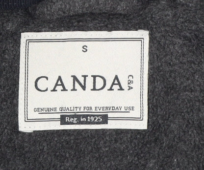 Close-up detail of Canda Men's Grey Fleece Jacket, size S, Full Zip