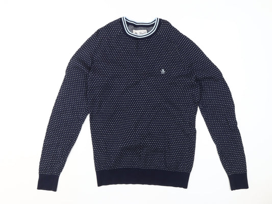 Penguin Men's Blue Crew Neck Pullover Jumper, Size M