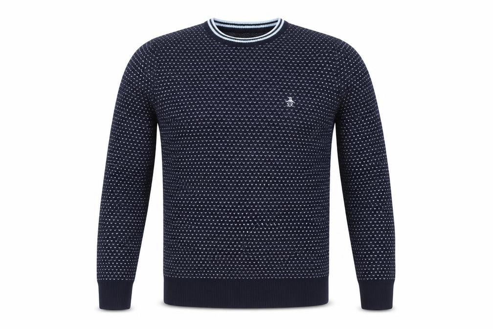 Penguin Men's Blue Crew Neck Pullover Jumper, Size M