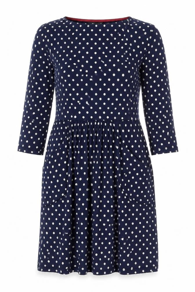 Laura Ashley Women's Blue Polka Dot A-Line Dress Size 12