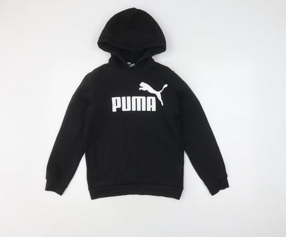 Additional front view of Puma boys’ black hoodie pullover 11-12 years sports logo
