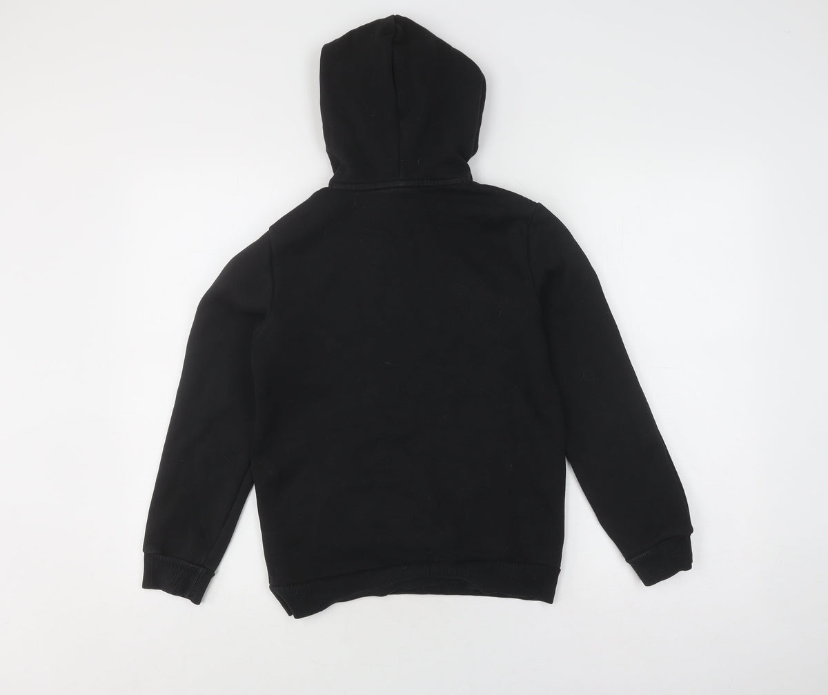 Back view of Puma boys’ black hoodie pullover 11-12 years sports logo