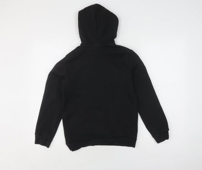 Back view of Puma boys’ black hoodie pullover 11-12 years sports logo
