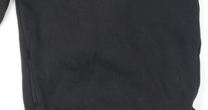 Close-up detail of Puma boys’ black hoodie pullover 11-12 years sports logo