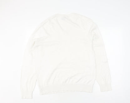Gap Women's Ivory V-Neck Cotton Pullover Jumper S