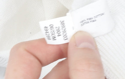 Gap Women's Ivory V-Neck Cotton Pullover Jumper S