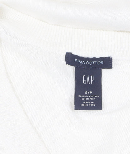 Gap Women's Ivory V-Neck Cotton Pullover Jumper S