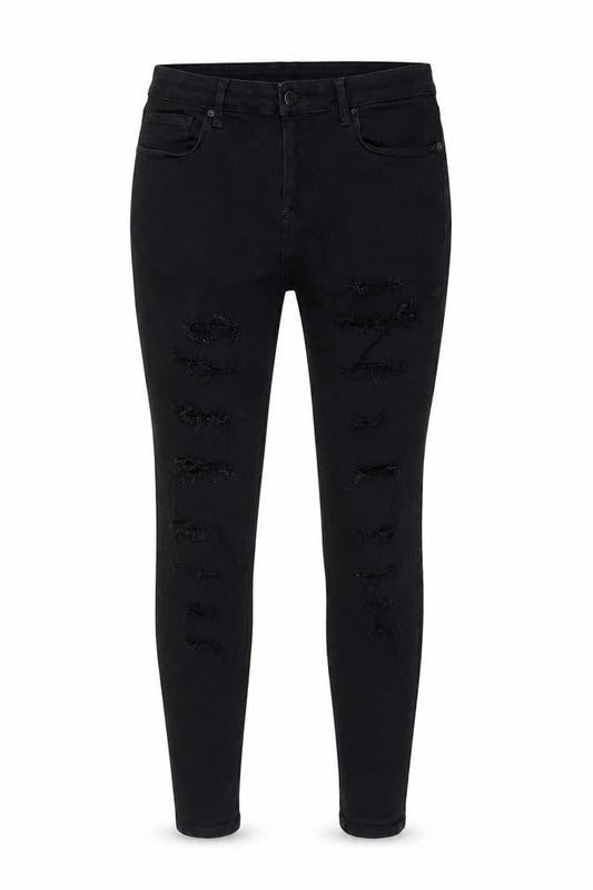 Topshop Women's Black Skinny Jeans (Size L) Slim Distressed
