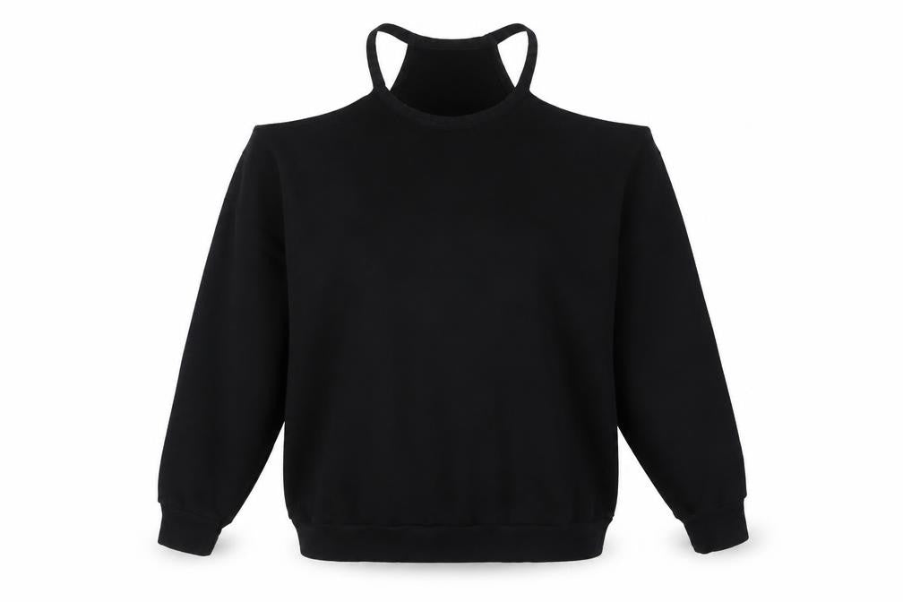 Sparkle & Fade Women's Black Cold Shoulder Sweatshirt S
