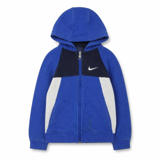 Front view of Nike boys’ blue full zip hoodie 6-7 years
