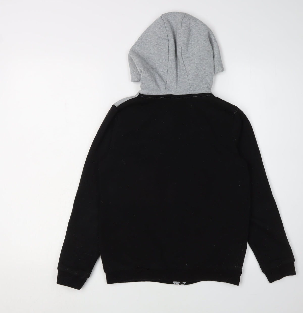 Back view of Slazenger boys’ colourblock hoodie grey black 11-12 years
