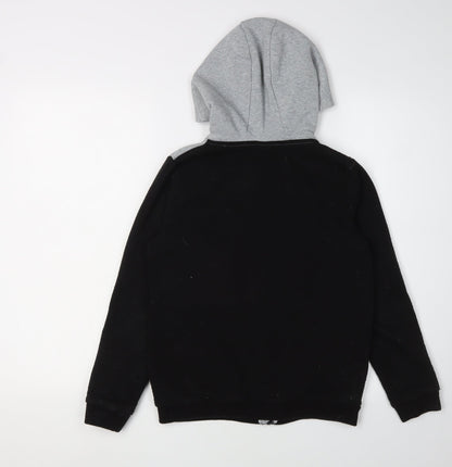 Back view of Slazenger boys’ colourblock hoodie grey black 11-12 years