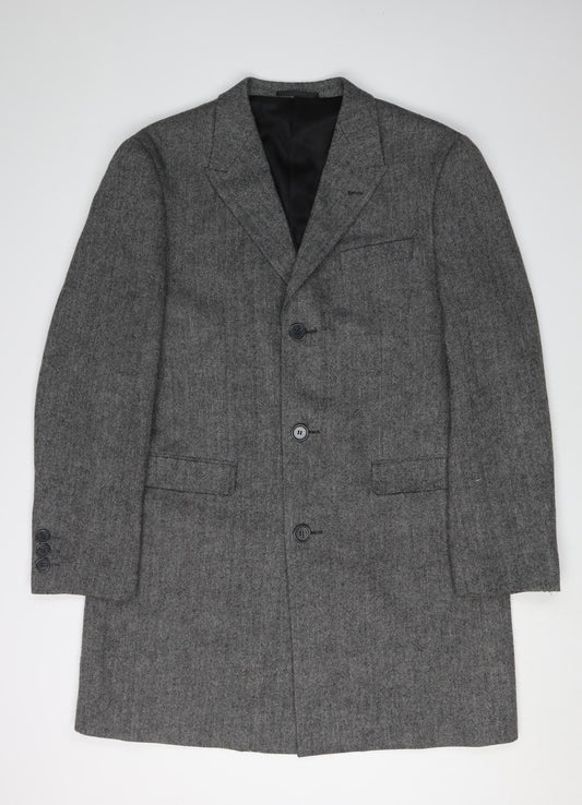 Next Men's Grey Herringbone Blazer, L, Elegant Formal Jacket