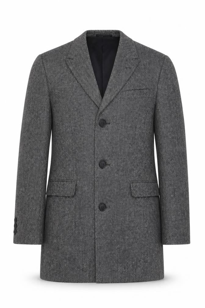 Next Men's Grey Herringbone Blazer, L, Elegant Formal Jacket