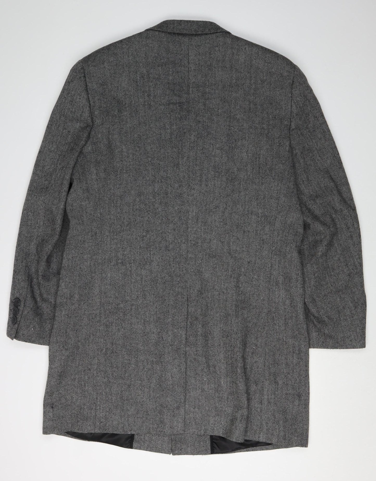 Next Men's Grey Herringbone Blazer, L, Elegant Formal Jacket