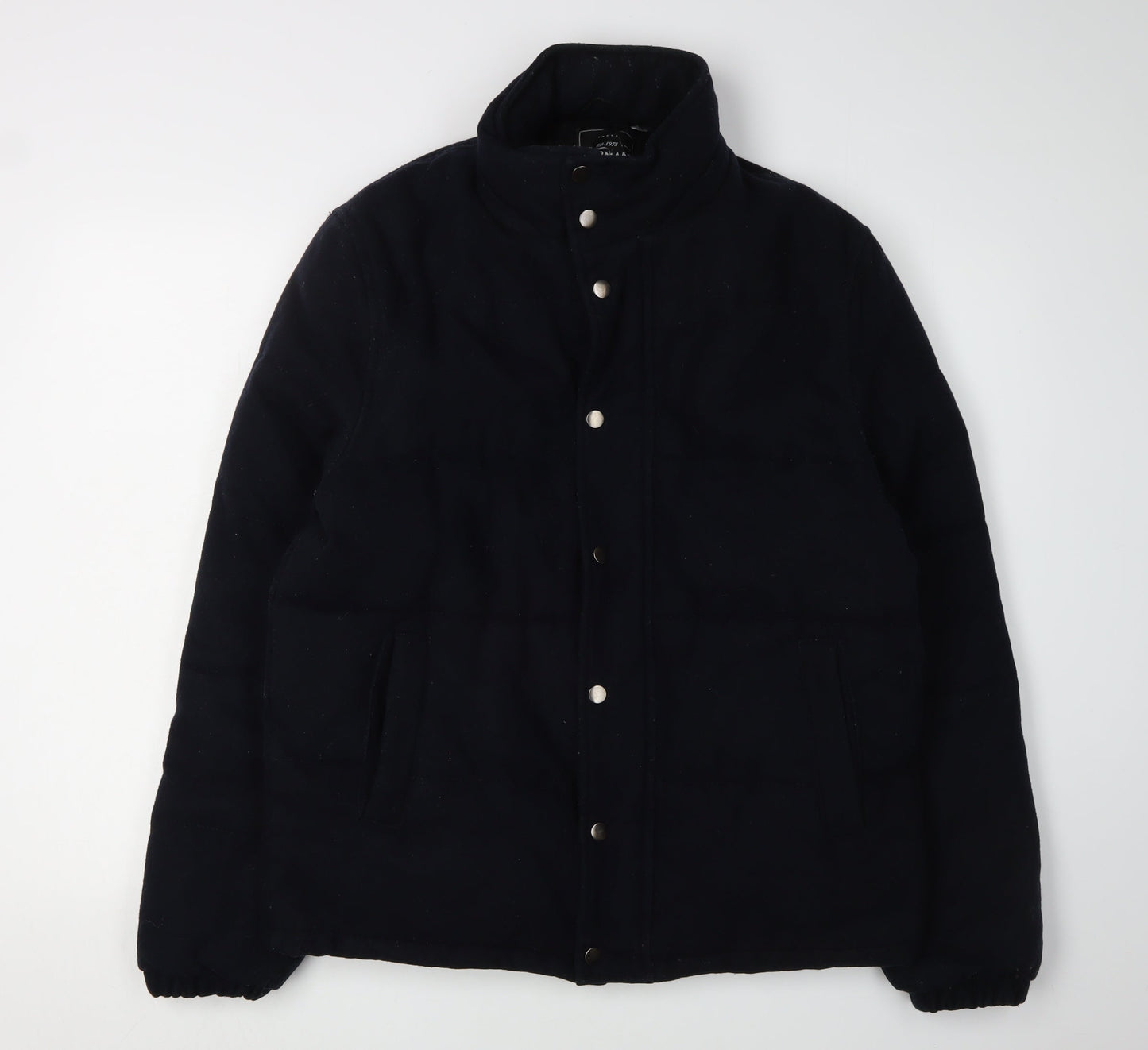 Topman Men's Black Wool Puffer Jacket, Size L, Casual Winter Wear