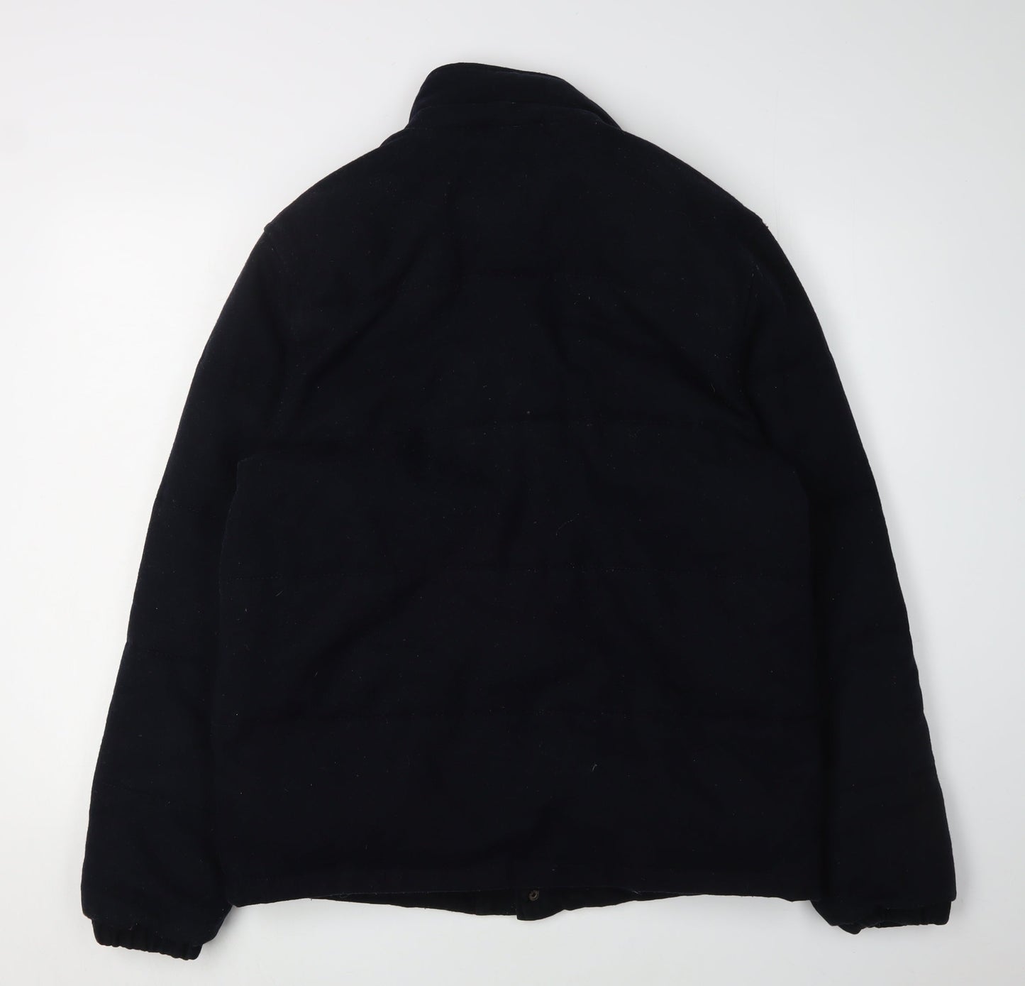 Topman Men's Black Wool Puffer Jacket, Size L, Casual Winter Wear
