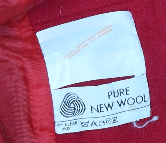 Women's Essentials Red Wool Overcoat - Size 12, Vintage Style