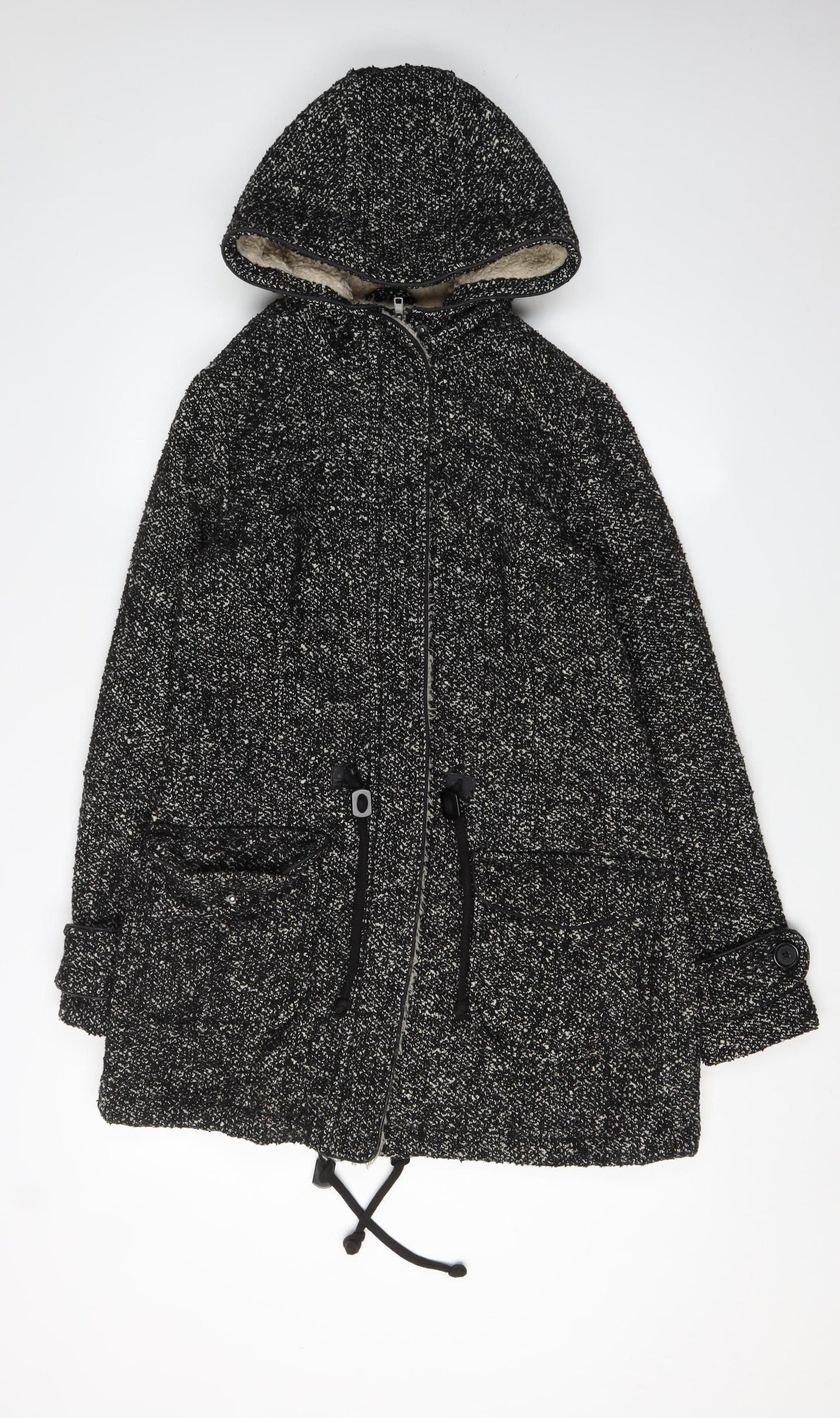 Next Women's Black Parka Jacket Size 8 with Hood