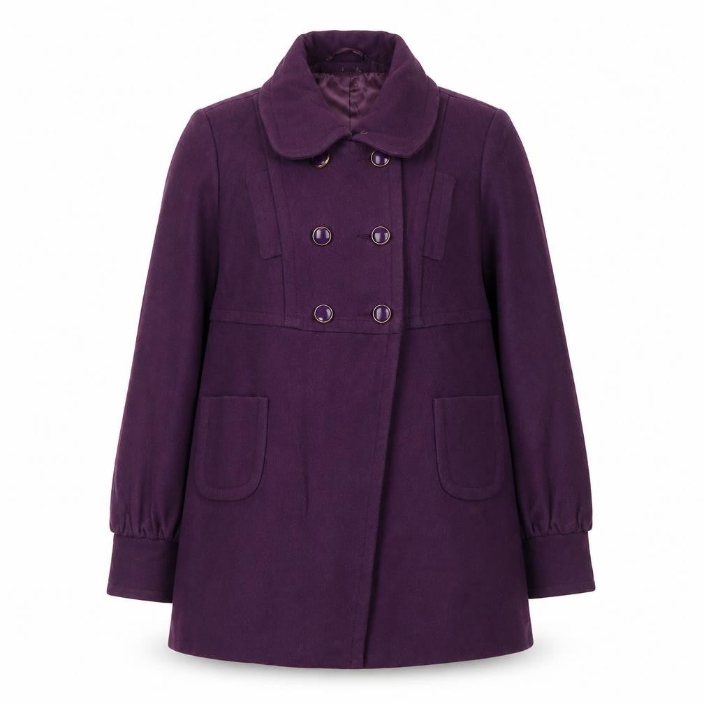 Monsoon Women's Purple Wool Pea Coat Size 16