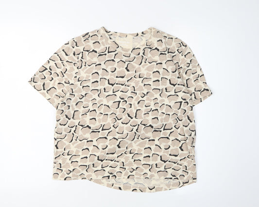 Whistles Women's Beige M T-Shirt with Animal Print