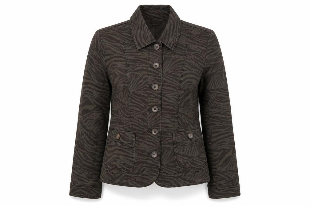 Viyella Women's Brown Petite Animal Print Jacket (Size 10)
