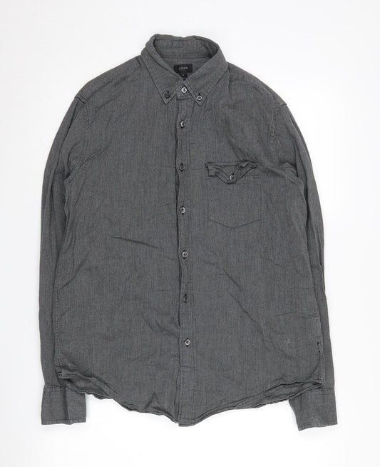 J. Crew Men's Grey Button-Up Shirt, Medium