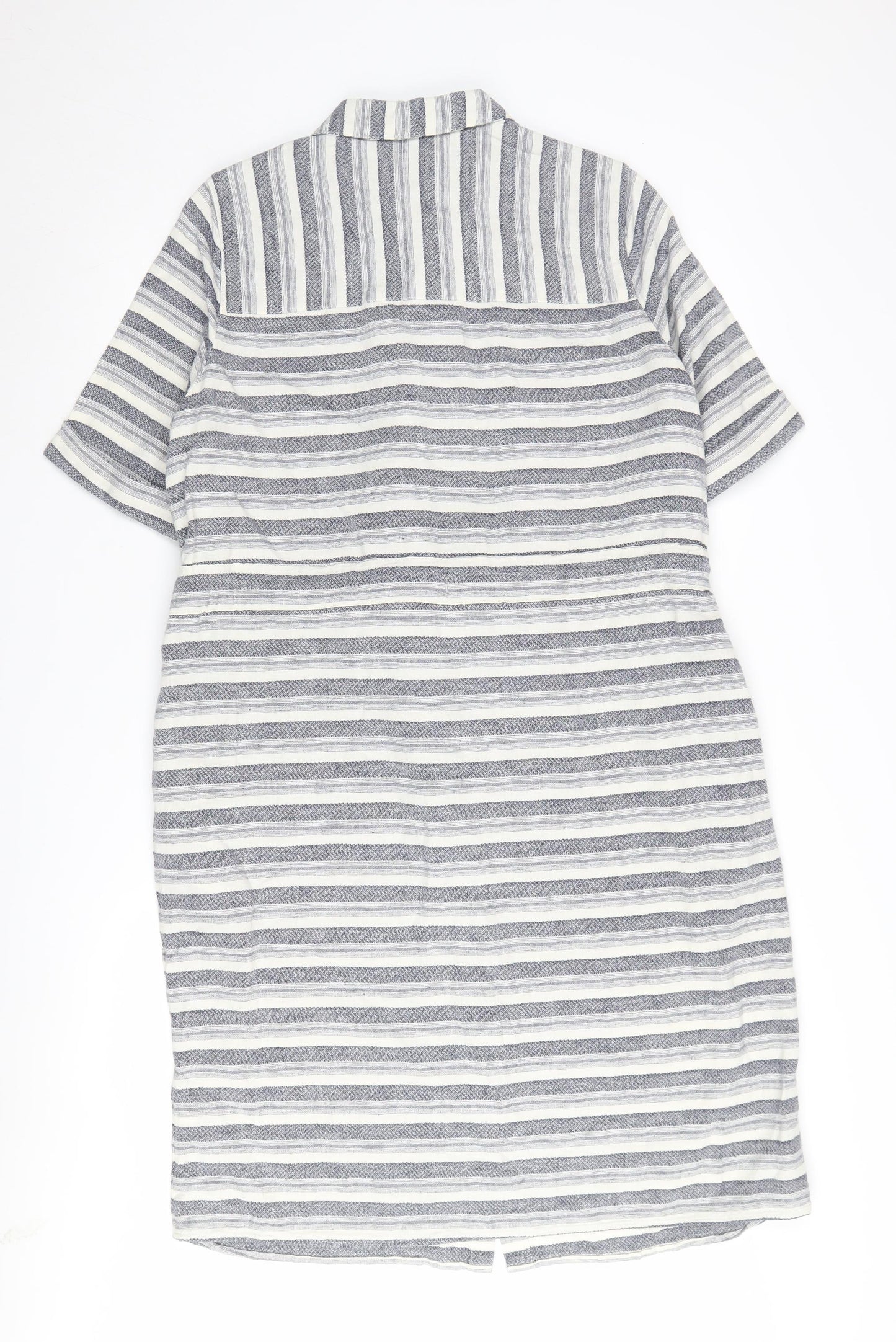 Marks and Spencer Women's Grey Striped Shirt Dress Size 14