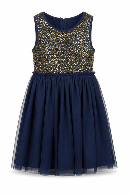 Bluezoo Girls Blue Sequin Fit & Flare Party Dress 6 Years
